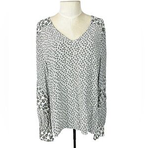 Boden mixed print blouse popover v neck size 14 floral Plus